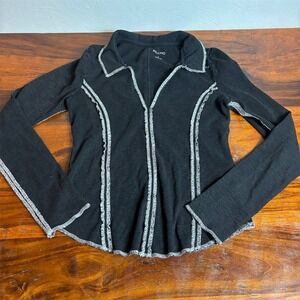 Pilcro Women's Black Long Sleeve Button-Up Top Size S Casual